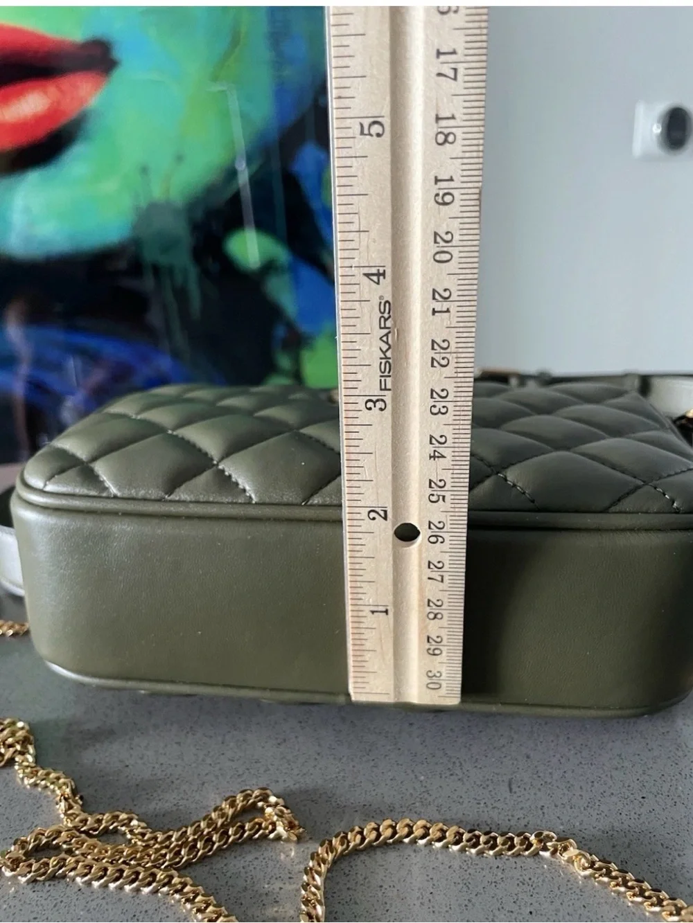 Versace Quilted Olive Green Leather Crossbody with Gold Medallion